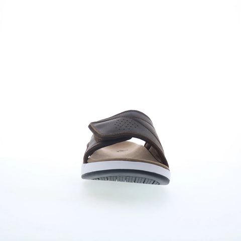 Propet Emerson MSV021P Mens Brown Extra Wide 3E Leather Slides Sandals Shoes