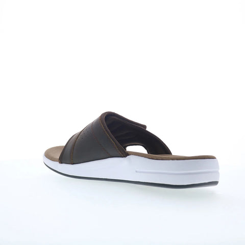 Propet Emerson MSV021P Mens Brown Extra Wide 3E Leather Slides Sandals Shoes