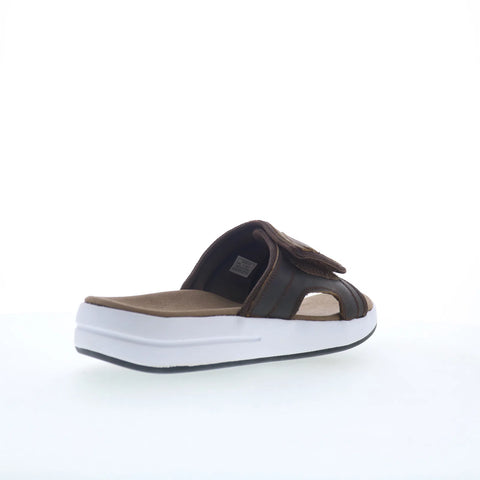 Propet Emerson MSV021P Mens Brown Extra Wide 3E Leather Slides Sandals Shoes