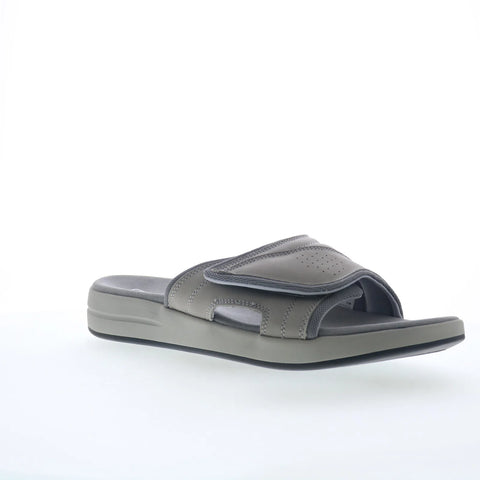 Propet Emerson MSV021P Mens Gray Nubuck Strap Slides Sandals Shoes