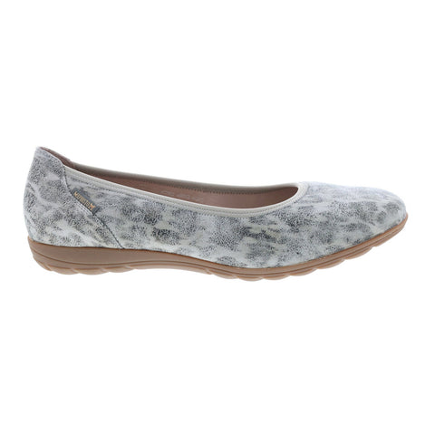 Mephisto Emilie Womens Gray Leather Slip On Ballet Flats Shoes