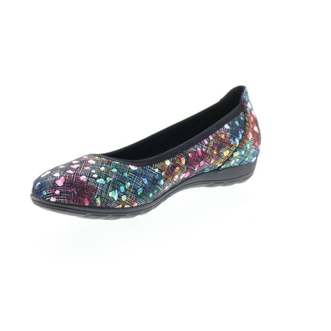 Mephisto Emilie Womens Blue Leather Slip On Ballet Flats Shoes