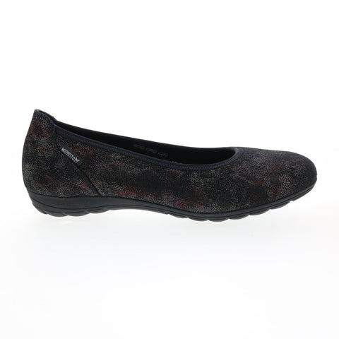 Mephisto Emilie Womens Black Leather Slip On Ballet Flats Shoes