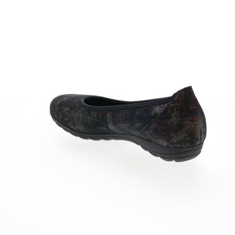 Mephisto Emilie Womens Black Leather Slip On Ballet Flats Shoes
