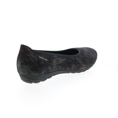 Mephisto Emilie Womens Black Leather Slip On Ballet Flats Shoes