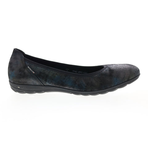 Mephisto Emilie Womens Gray Leather Slip On Ballet Flats Shoes