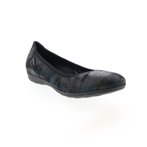 Mephisto Emilie Womens Gray Leather Slip On Ballet Flats Shoes