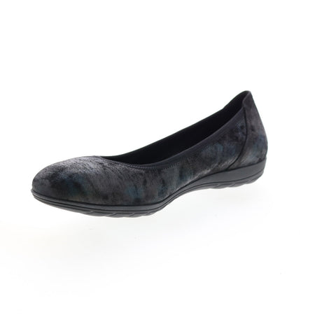 Mephisto Emilie Womens Gray Leather Slip On Ballet Flats Shoes