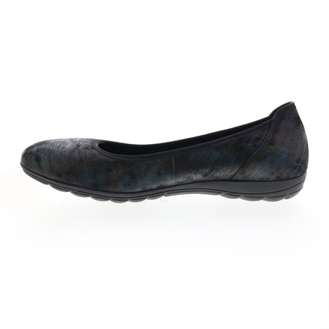 Mephisto Emilie Womens Gray Leather Slip On Ballet Flats Shoes