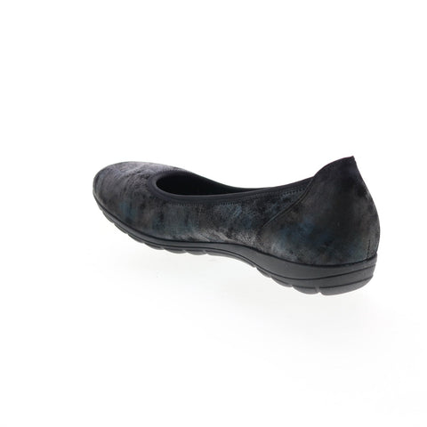 Mephisto Emilie Womens Gray Leather Slip On Ballet Flats Shoes