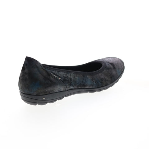 Mephisto Emilie Womens Gray Leather Slip On Ballet Flats Shoes