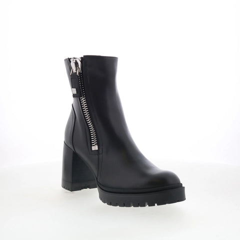 Aquatalia Emma TW5EMMA0 Womens Black Leather Zipper Ankle & Booties Boots