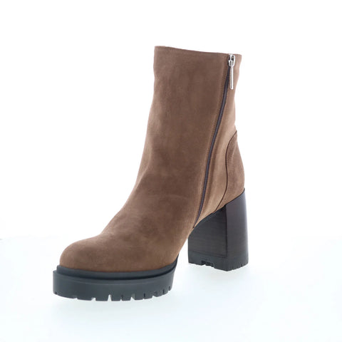 Aquatalia Emma TW5EMMO1 Womens Brown Suede Zipper Ankle & Booties Boots
