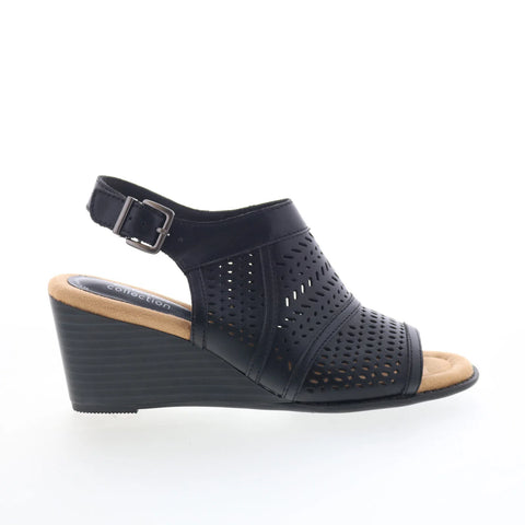 Clarks Emmalae Hope 26181668 Womens Black Leather Wedges Sandals Shoes