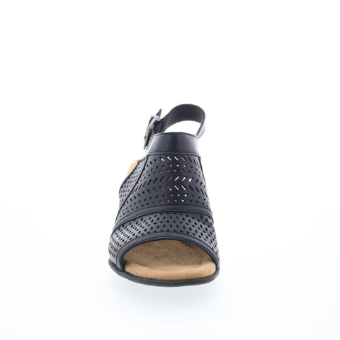 Clarks Emmalae Hope 26181668 Womens Black Leather Wedges Sandals Shoes