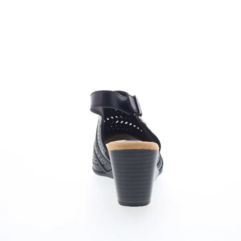 Clarks Emmalae Hope 26181668 Womens Black Leather Wedges Sandals Shoes