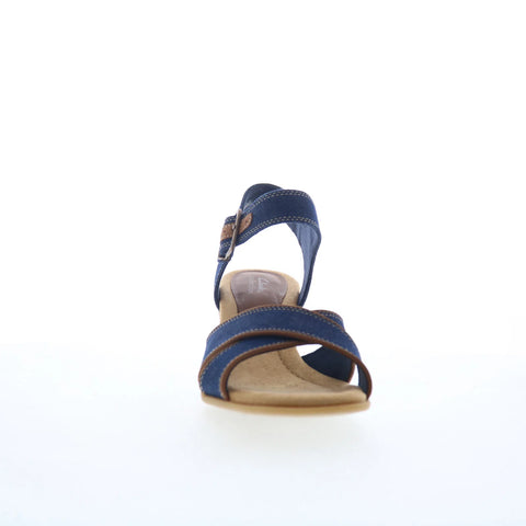 Clarks Emmalae Iris 26181666 Womens Blue Wide Canvas Wedges Sandals Shoes