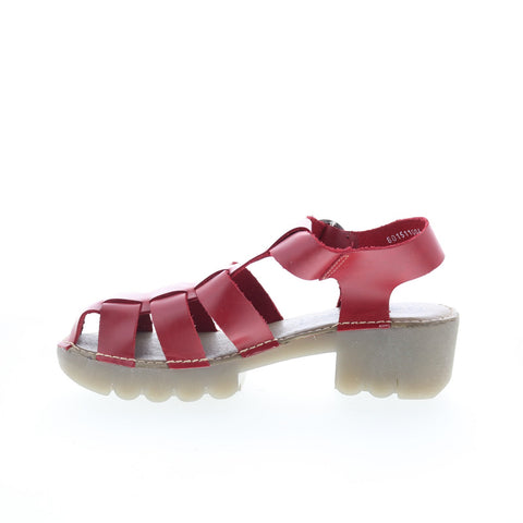 Fly London Emme EMME511FLY Womens Burgundy Leather Wedges Sandals Shoes