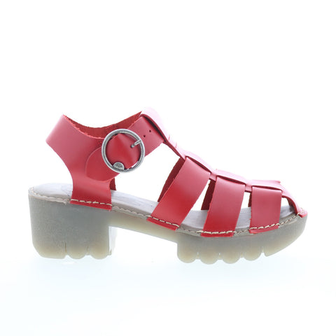 Fly London Emme EMME511FLY-007 Womens Red Leather Heeled Sandals Shoes