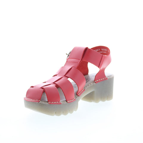 Fly London Emme EMME511FLY-007 Womens Red Leather Heeled Sandals Shoes