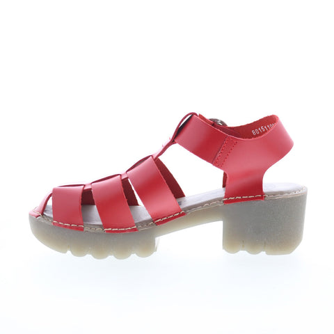 Fly London Emme EMME511FLY-007 Womens Red Leather Heeled Sandals Shoes