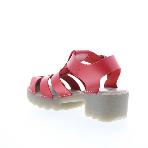 Fly London Emme EMME511FLY-007 Womens Red Leather Heeled Sandals Shoes
