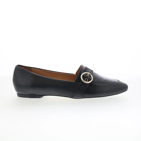 Trotters Emmett T2358-001 Womens Black Leather Slip On Loafer Flats Shoes