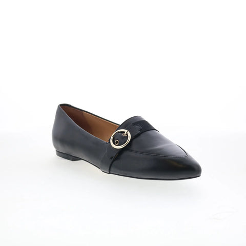Trotters Emmett T2358-001 Womens Black Leather Slip On Loafer Flats Shoes