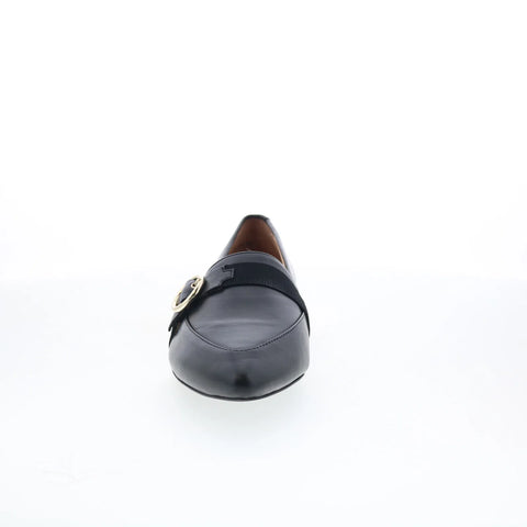 Trotters Emmett T2358-001 Womens Black Leather Slip On Loafer Flats Shoes