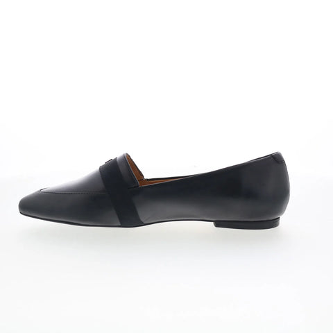 Trotters Emmett T2358-001 Womens Black Leather Slip On Loafer Flats Shoes