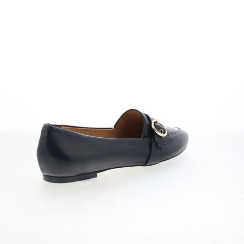 Trotters Emmett T2358-001 Womens Black Leather Slip On Loafer Flats Shoes
