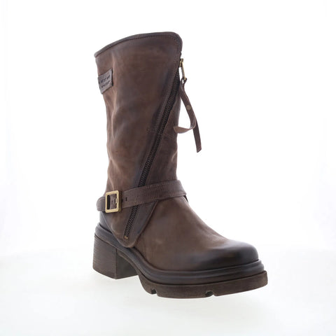 A.S. 98 Emory Womens Brown Leather Zipper Mid Calf Boots