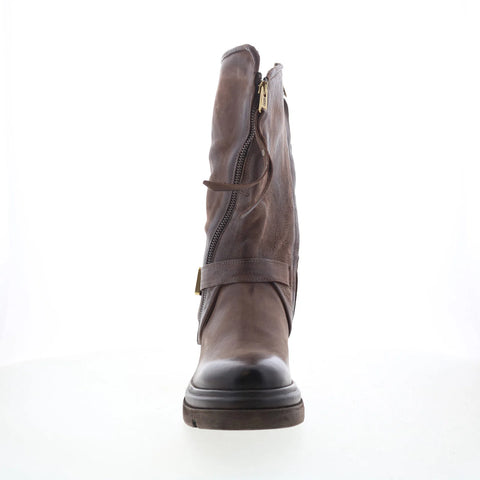 A.S. 98 Emory Womens Brown Leather Zipper Mid Calf Boots