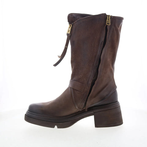 A.S. 98 Emory Womens Brown Leather Zipper Mid Calf Boots