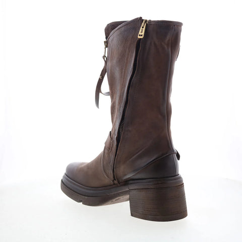 A.S. 98 Emory Womens Brown Leather Zipper Mid Calf Boots