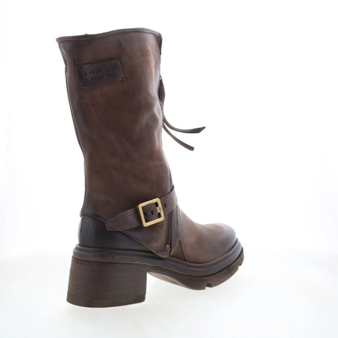 A.S. 98 Emory Womens Brown Leather Zipper Mid Calf Boots