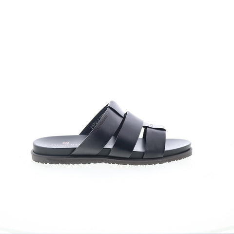 Bruno Magli Empoli EMPOLI1 Mens Black Leather Slip On Slides Sandals Shoes