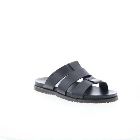 Bruno Magli Empoli EMPOLI1 Mens Black Leather Slip On Slides Sandals Shoes