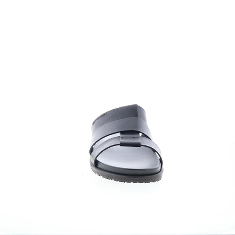 Bruno Magli Empoli EMPOLI1 Mens Black Leather Slip On Slides Sandals Shoes