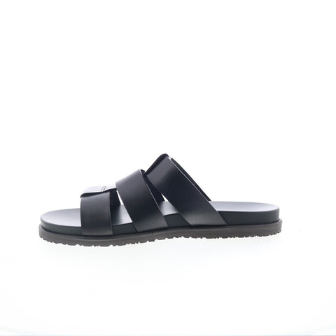 Bruno Magli Empoli EMPOLI1 Mens Black Leather Slip On Slides Sandals Shoes