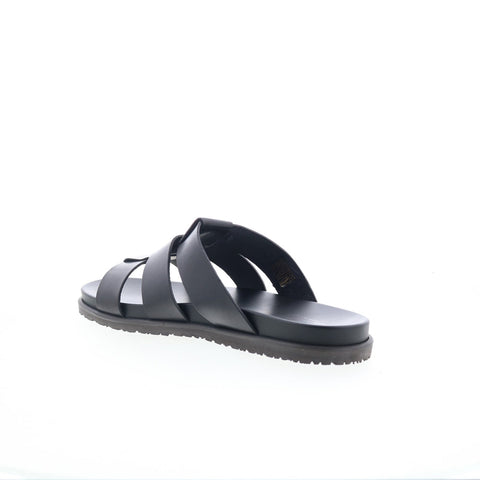Bruno Magli Empoli EMPOLI1 Mens Black Leather Slip On Slides Sandals Shoes