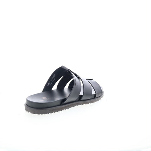 Bruno Magli Empoli EMPOLI1 Mens Black Leather Slip On Slides Sandals Shoes