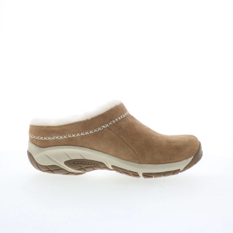 Merrell Encore Ice 4 J004618 Womens Brown Suede Slip On Clog Flats Shoes