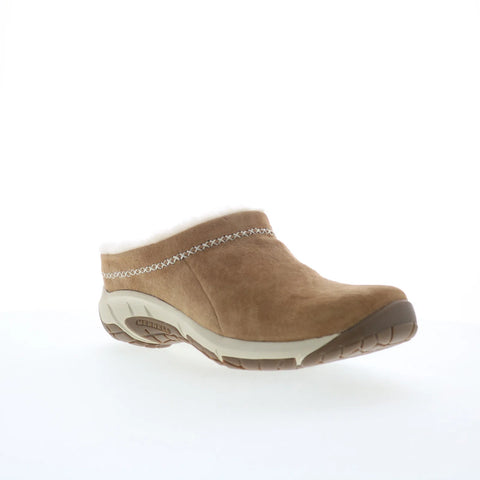 Merrell Encore Ice 4 J004618 Womens Brown Suede Slip On Clog Flats Shoes
