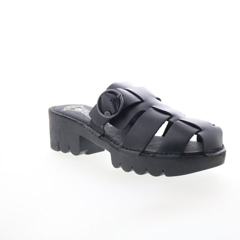 Fly London Envy ENVY521FLY-000 Womens Black Leather Heeled Sandals Shoes