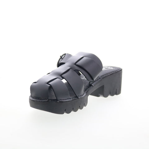 Fly London Envy ENVY521FLY-000 Womens Black Leather Heeled Sandals Shoes