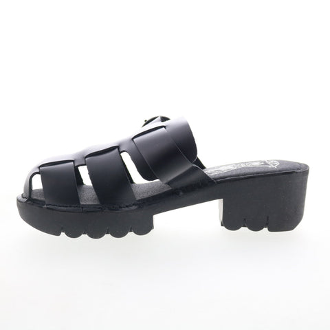 Fly London Envy ENVY521FLY-000 Womens Black Leather Heeled Sandals Shoes