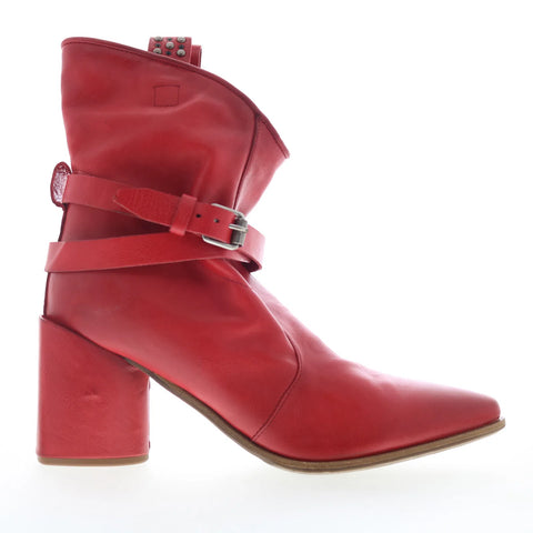 A.S. 98 Enzo Womens Red Leather Hook & Loop Ankle & Booties Boots