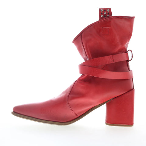 A.S. 98 Enzo Womens Red Leather Hook & Loop Ankle & Booties Boots