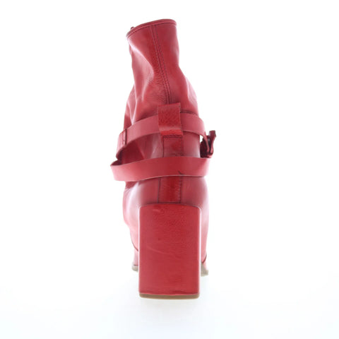 A.S. 98 Enzo Womens Red Leather Hook & Loop Ankle & Booties Boots
